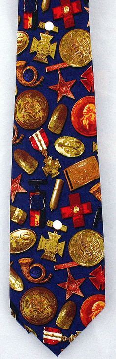 New Gettysburg Civil War Medals Mens Necktie American History Blue Neck