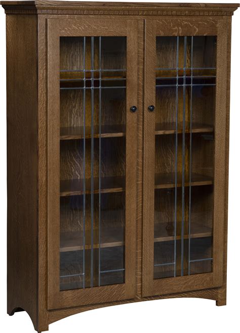 Mission Style Two Door Bookcase Solid Wood Two Door Bookcase