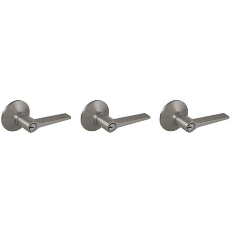 Defiant Freedom Satin Nickel Entry Keyed Door Lever 3 Pack Lex200bxcd3 The Home Depot