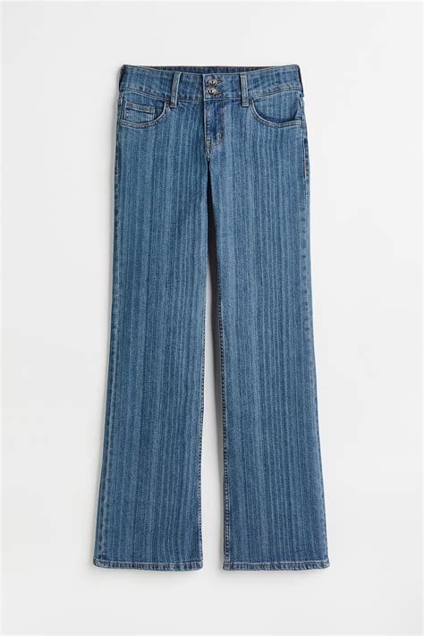 Flared Low Jeans Denim Bluestriped Ladies Handm Gb