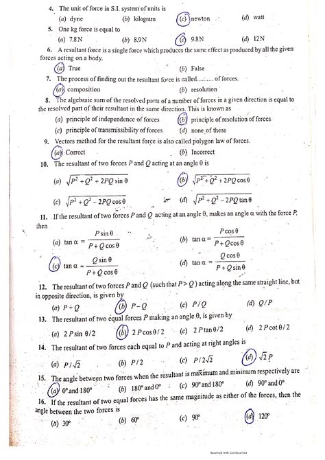 Solution Engineering Mechanics Mcqs Multiple Choice Questions With