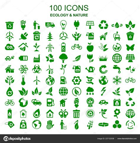 Set 100 Ecology Icons Stock Vector Stock Vector Image By ©dlyastokiv 227122038