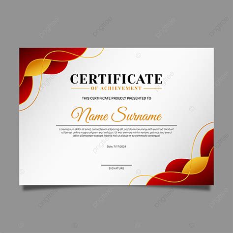 Simple Certificate Template In Red And Gold Color Vector Template