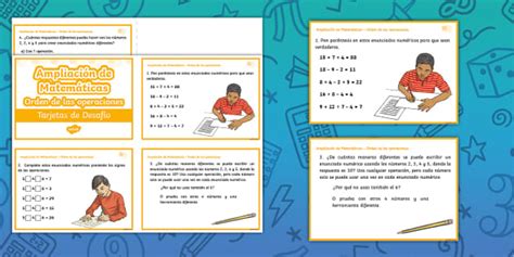 Tarjetas de desafío Ampliación de Matemáticas para 3er Ciclo Orden