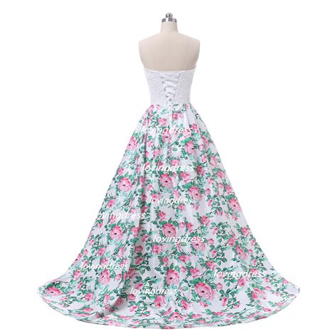 Floral Print Prom Dress A Line Prom Dress Sweetheart Prom Dress Ball