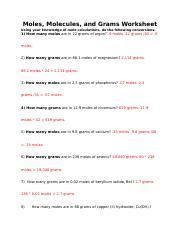 Moles Docx Moles Molecules And Grams Worksheet Using Your Knowledge