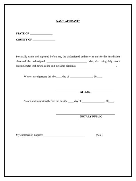 Name Affidavit Form Fill Out Sign Online Dochub