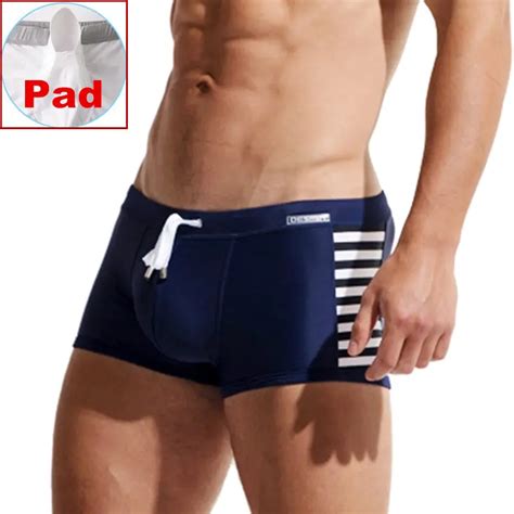 Push Up Mens Swim Trunks Desmiit Swimwear Sexy Penis Pad Swimming