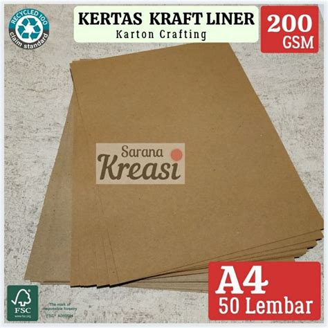 Jual Kertas Kraft Liner 200gr A4 Isi 50 Lembar Samson Karton