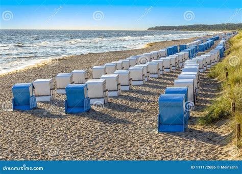 Beach with Beach Chairs in a Row in Zinnowitz, Usedom Stock Photo - Image of baltic, typical ...