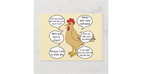 Funny Mother Hen Advice Mothers Day Postcard Zazzle