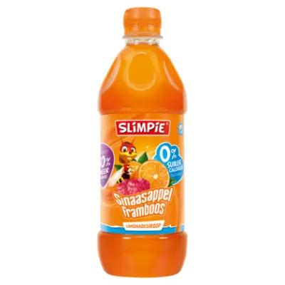 Slimpie Siroop Sinaasappel Framboos Product En Prijs Van Fles 580 Ml