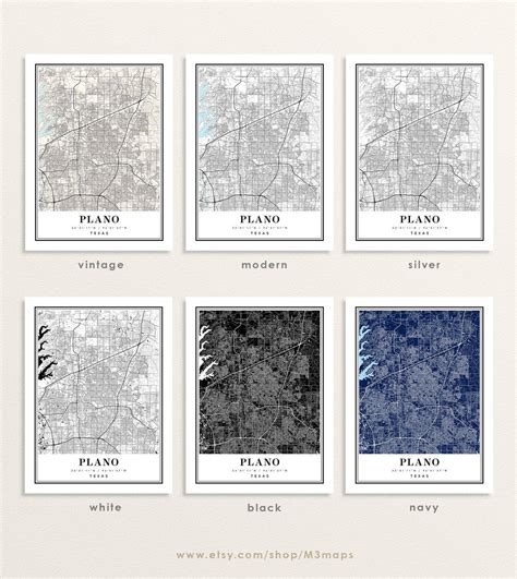 Plano Texas Map Plano TX Map Plano City Map Plano Print | Etsy