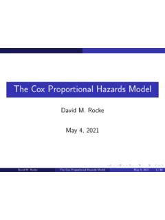 The Cox Proportional Hazards Model The Cox Proportional Hazards Model