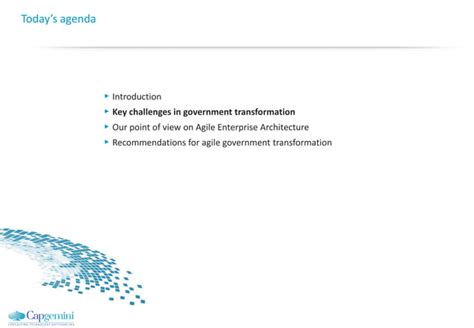 Agile Enterprise Architecture In Government Business Transformations