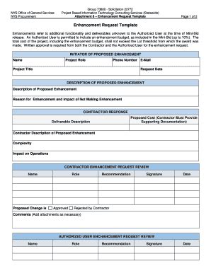 Fillable Online Attachment 8 Enhancement Request Template Fax Email