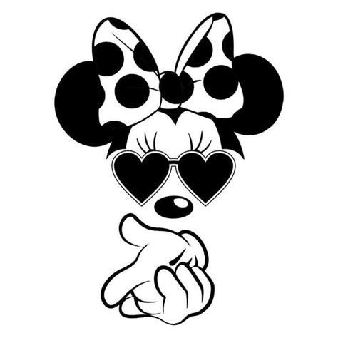 Minnie Mouse With Heart Shaped Glasses And A Bow On It S Head In Black And