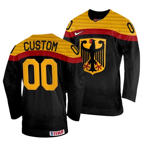 Customize Name Number Germany Hockey Black Away Jersey Iihf World