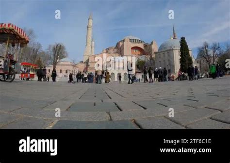 People In Front Of Hagia Sophia Saint Sophie Cathedral Iconic Place