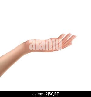 Facing Up Womans Hand Vector Illustration Isolated On White Background