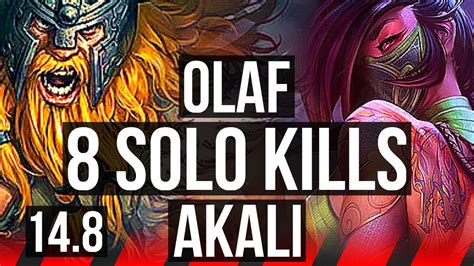 OLAF Vs AKALI TOP 8 Solo Kills 69 Winrate EUW Master 14 8