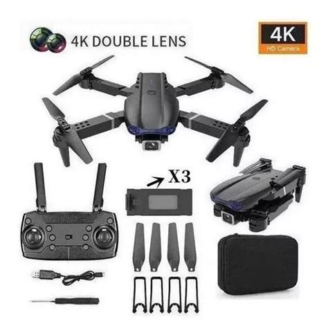 C Mera Dupla Mini Drone E Pro Professional K Bateri Cor Preto