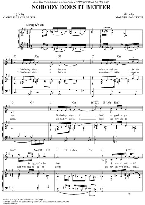 Nobody Does It Better Sheet Music By Carly Simon For Pianovocalchords Sheet Music Now