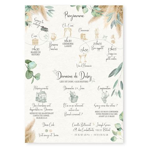 Invitation Mariage Vert Sauge Sage Green Et Pampa