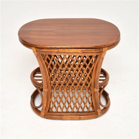 S Vintage Bamboo Rattan Pair Of Armchairs Coffee Side Table