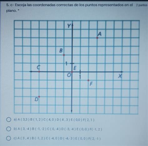 Solved C Escoja Las Coordenadas Correctas De Los Puntos Representados