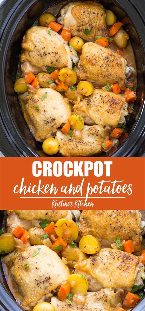 Crockpot Chicken And Potatoes Chicken Crockpot Recipes Easy Chicken Thigh Recipes Crockpot