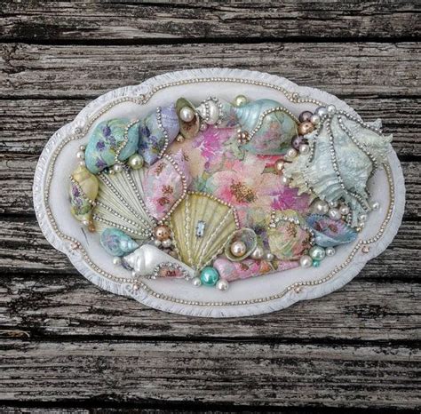 Altered Serving Tray Seashell Decor Beach Wedding Coastal Decor