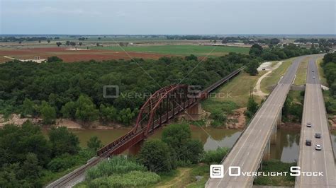 Overflightstock™ Railroad And Highway Bridges Over The Brazos River Brazos County Texas Usa