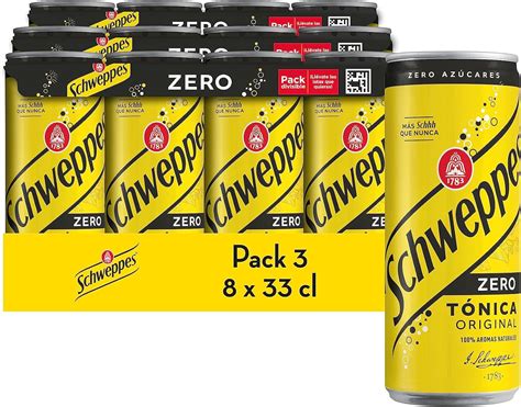 Schweppes Tónica Zero Sin Azúcar ni Calorías Lata Pack 24 x 33 cl