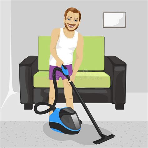 Man Cleaning White Carpet With Brush Stock Image Image Of House