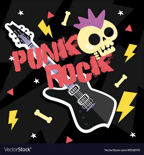 Colored Punk Rock Music Style Concept Background Vector Image