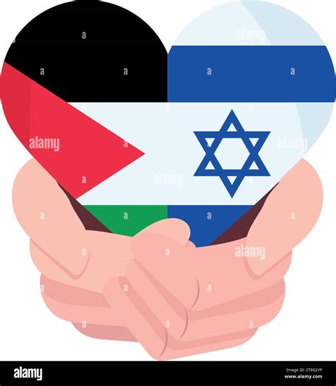 Banderas De Paz De Israel Y Palestina En Forma De Coraz N Imagen Vector