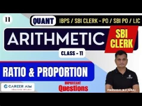 Arithmetic Ratio Proportion Class 11 SBI Clerk Bank Aptitude