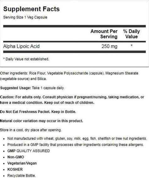 NOW Alpha Lipoic Acid 250Mg 120 Cap - Harvest Natural Foods