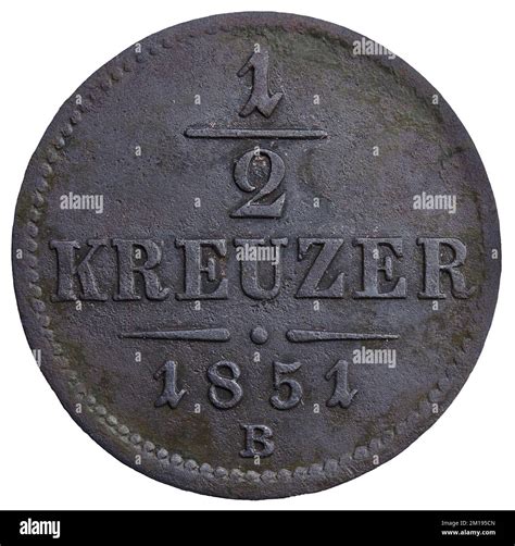 A Vintage Austrian Copper Coin Inscribed Kreuzer B Isolated