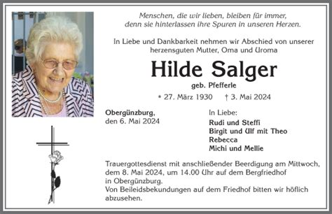 Traueranzeigen von Hilde Salger Allgäuer Zeitung