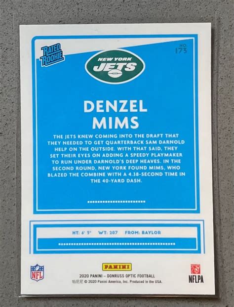 Donruss Optic Football Denzel Mims Base Rc Rated Rookie New