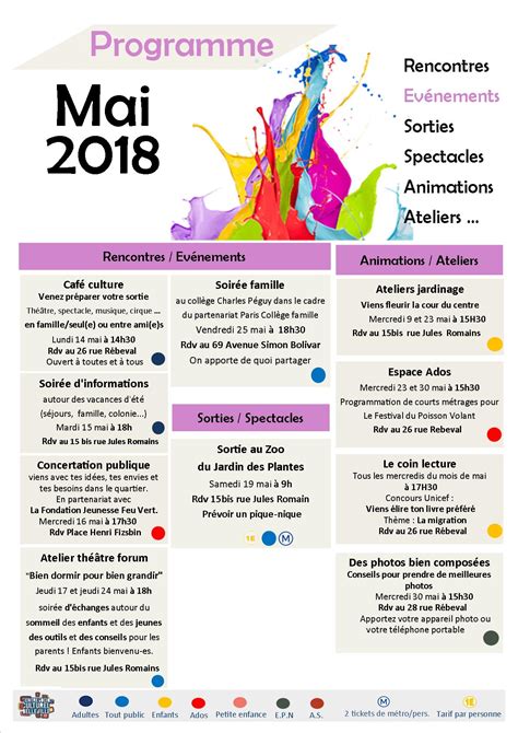 Programme Mai Centre Socioculturel Belleville