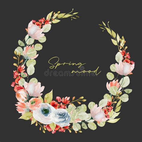 A Wreath Of Illustrations With A Bouquet Of The Beautiful Wildflowers