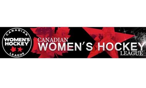 the canadian women's hockey league logo is shown in red, black and white