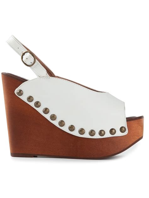 Lyst Jeffrey Campbell Slingback Wedge Sandals In White