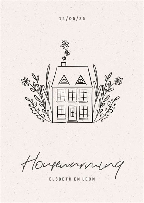 Stijlvolle Uitnodiging Voor Een Housewarming Met Huisje House Warming