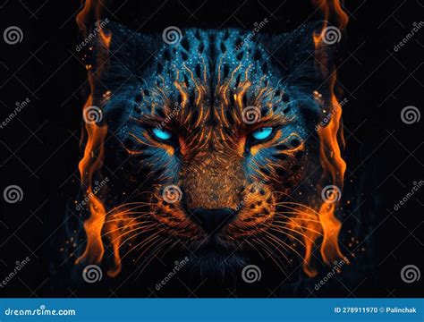 Demonic Portrait of a Cat with Fiery Eyes. AI Generated Stock ...