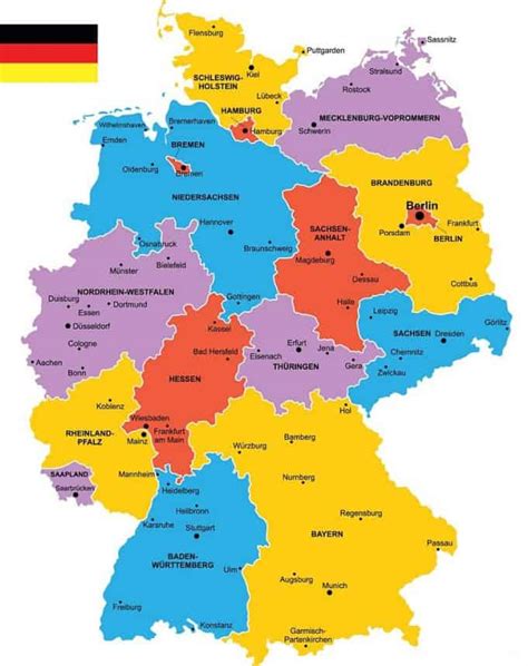 ⊛ Mapas De Alemania Mapa Físico Polititico Con Ciudades Mudo