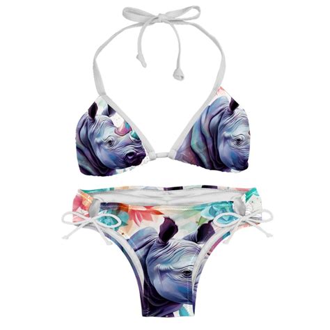 Rhinoceros Swimsuit Women Bikini Sets Detachable Sponge Adjustable